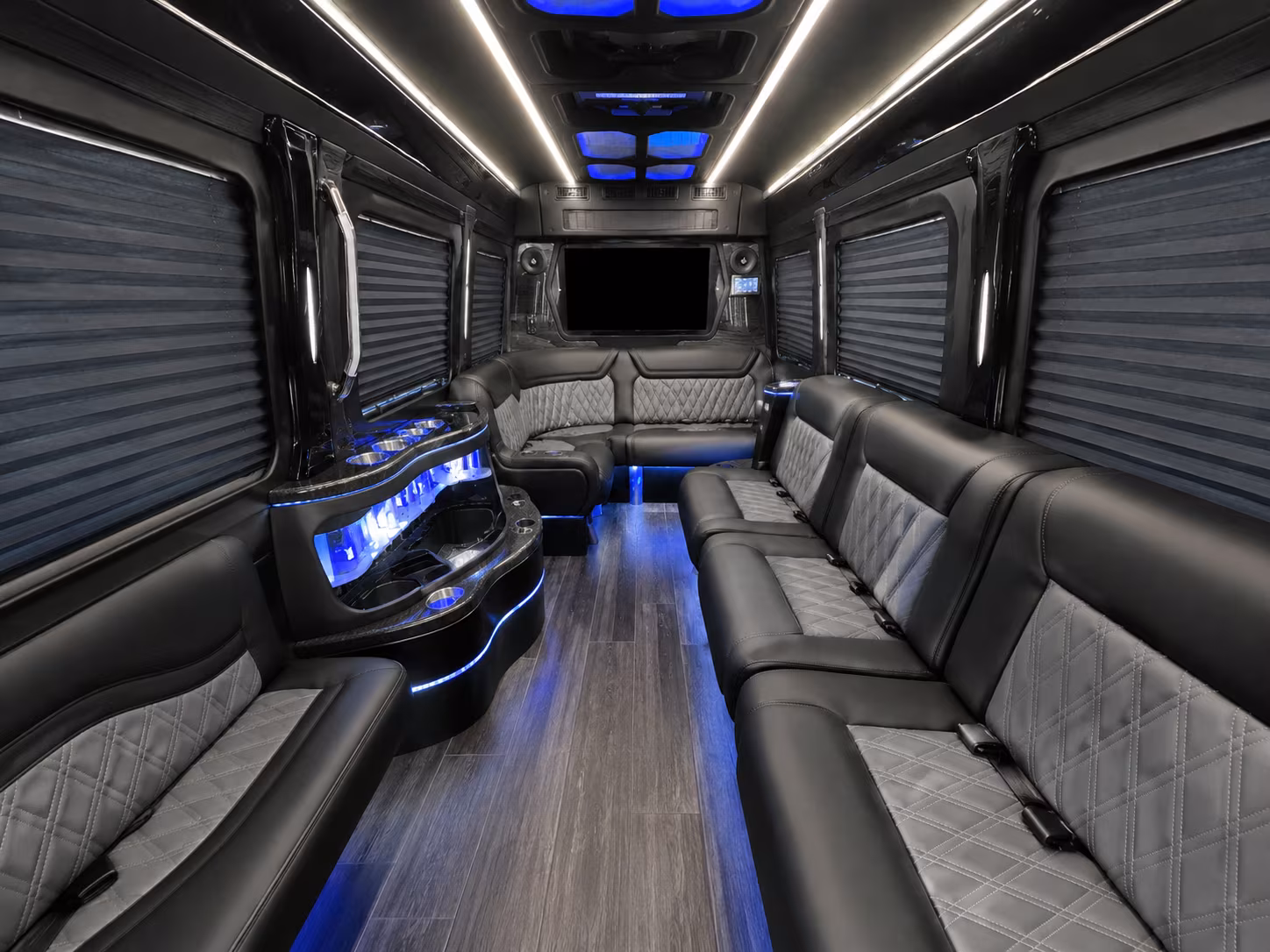 mansfield 20 passenger party bus interior