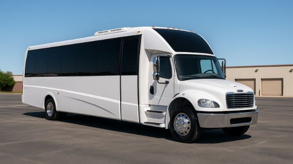 Exterior of Charter Bus Company Mansfield's 15 Passenger Minibus in Mansfield