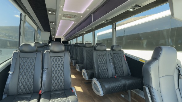 Interior of Charter Bus Company Mansfield's 25 Passenger Mini bus in Mansfield