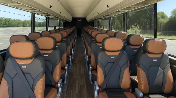 Interior of Charter Bus Company Mansfield's 50 Passenger Charter Bus in Mansfield