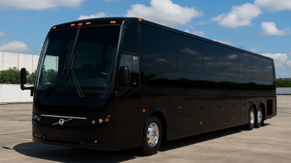 Exterior of Charter Bus Company Mansfield's 50 Passenger Charter Bus in Mansfield