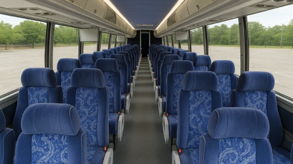 Interior of Charter Bus Company Mansfield's 55 Passenger Charter Bus in Mansfield