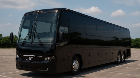 Exterior of Charter Bus Company Mansfield's 55 Passenger Charter Bus in Mansfield