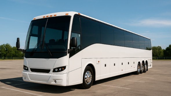 Exterior of Charter Bus Company Mansfield's 56 Passenger Charter Bus in Mansfield