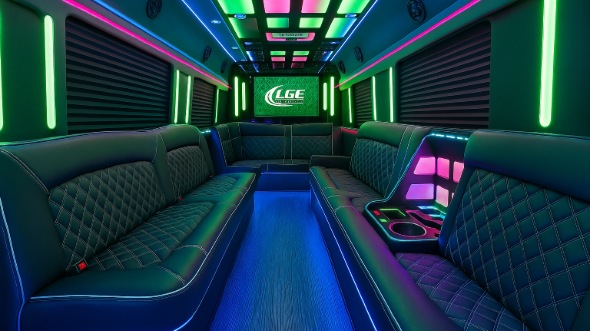 Interior of Charter Bus Company Mansfield's Party Bus in Mansfield