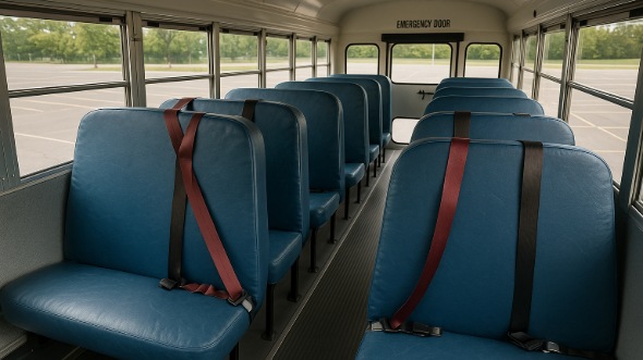 Interior of Charter Bus Company Mansfield's School Bus in Mansfield
