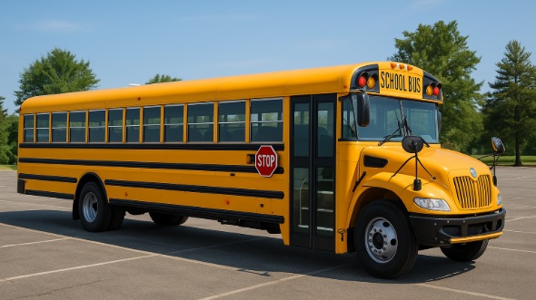 Exterior of Charter Bus Company Mansfield's School Bus in Mansfield
